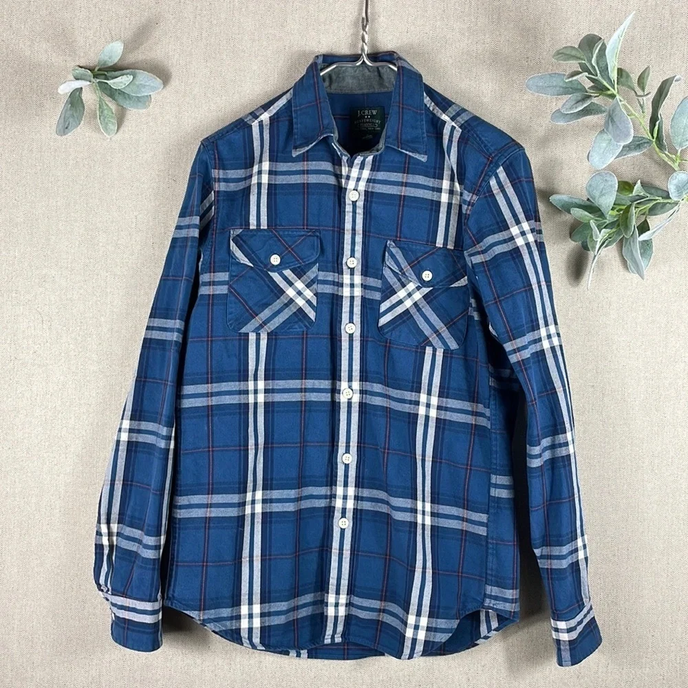 J. Crew > Blue Plaid Heavyweight Flannel Small